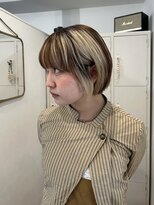 エイチ 梅田(H)&nbsp;ヘアカラーグレージュカチモリヘアレイヤーボブ50代ボーイッシュ