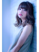 エルデ ナインズ ヘアー スタンド 川口店(elde 9's HAIR STAND)&nbsp;9モーブカラー&セミウェットなワイドバングなくびれミディ 川口