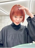 オレンジ　ミニボブ　ショート　ボブ
