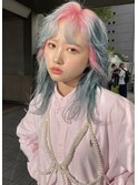 ダブルカラー ルーツカラー ピンク 水色 インナー 名古屋 名駅