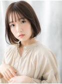 アースカラーのツヤ髪ぱっつんピュアボブｆ小山20代30代40代
