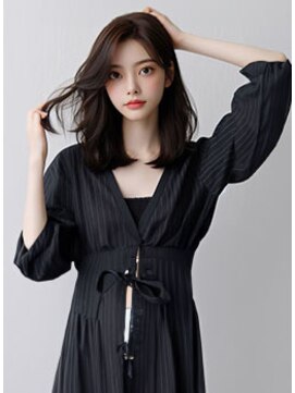 リンク(Link Hair&Spa) 韓国風くびれイヤー・前髪なし黒髪