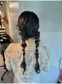 【ツインポニーテール】結婚式/銀座/ヘアセット/アレンジ