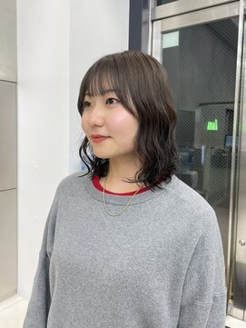 ゆるパーマ/ミディアムパーマ/透明感グレージュ