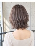 大人の抜け感ウルフボブ×透明感アッシュグレージュ