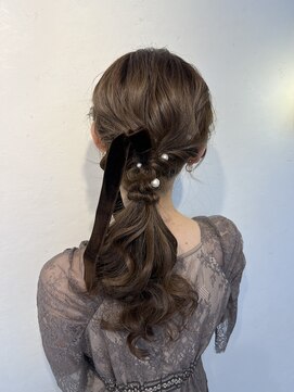 ソノ(sono) ローポニー ヘアセット ベロアリボン お呼ばれヘア