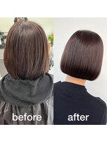 ガルボヘアー 桟橋店(garbo hair)&nbsp;ボブ ピンクグレージュ 透明感 透けカラー 大人カラー