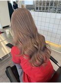 韓国ヘア顔周りレイヤーミルクティーベージュグレージュカラー