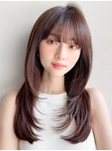 美髪こなれヘア斜めバング前髪うる艶髪モテ髪くせ毛風カール