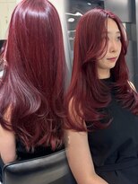 ランテルディ 渋谷(LANTERDIT)&nbsp;ワインレッド レイヤーカット 韓国ヘア
