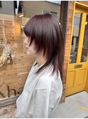 ウルフカット レイヤー ヒメカット クラゲヘア レッドブラウン