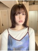 顔周りカット顔周りレイヤーナチュラルブラウンレイヤーボブ
