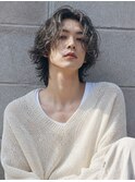 センターパートウルフ ×縦落ちサーフカール