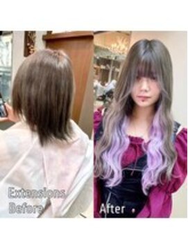 ディア(.eer) インナーカラーエクステ/ラベンダーパープル/ロングヘア/心斎橋