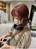 ブリーチなしカラー オレンジレッド/ワインレッド/堀場