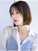 ぱっつん前髪シンプルストレートミニボブ愛されショート大人女子