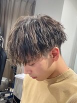 レブヘアー 河原町(LEVHAIR) マンバンフェードダークアッシュニュアンスパーマセンターパート