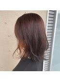 インナーカラーオレンジ×エアリーボブ