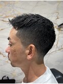 大人ラフ刈り上げベリーショートくせ毛風パーマアップバング