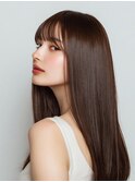 艶感ストレート＊シースルーバングロング/小顔/ココアベージュ