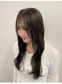 オリーブカラー×韓国風顔周りカット