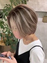 ネハス ナガオカ(nehus.nagaoka)&nbsp;バレイヤージュ１/イメチェン/ホワイトブロンド/外ハネボブ/美髪