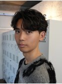 センターパートシャドウパーマスパイラルパーマ