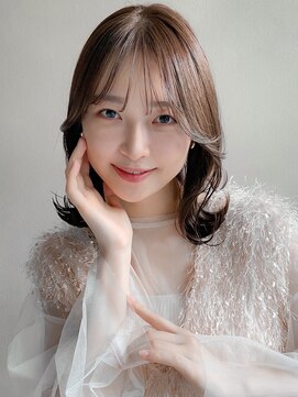 リヤン 表参道(lyann) 前髪ピンクベージュセミディ愛されくせ毛風カールイメチェン