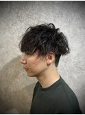 刈り上げセンターパート/波巻きツイストスパイラル/本八幡