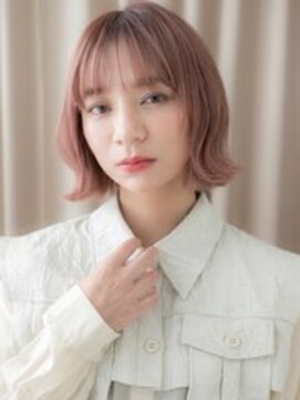 カバーヘア ブリス 上尾西口店(COVER HAIR bliss) ミルクティーピンクブリーチなしクラゲヘア外ハネボブ10代20代W