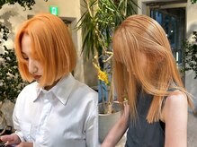 季節感に合わせたオレンジカラー[ダブルカラー/トリプルカラー/ハイトーン/ブリーチ/渋谷/代官山/恵比寿]