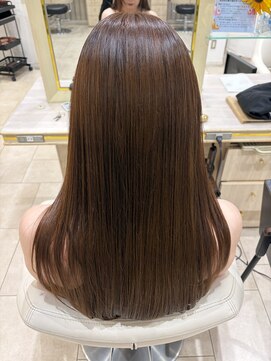 アッシュ 仙川店(Ash) 大人の艶ロングぱっつんバングまとまり重視の上品ハニーブラウン