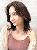 切りっぱなしボブ美髪ピンクブラウンくびれヘア韓国風ハイライト