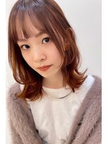 カール 鶴川店(K:R) オレンジベージュカラー×シースルーバング