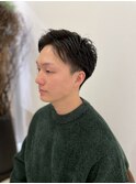 築地のメンズナチュラル/ツーブロックアップバングスタイル