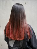 暖色カラー/ロング/ぱっつん