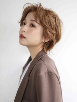 カナージュ(Canage) #ショート#大人#センターパート#オレンジベージュ#髪質改善