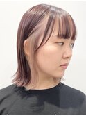 【松戸　松田】インナーカラー　ボブ　ピンクベース