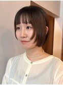 ショート ボブ レイヤー 顔周りカット 暗めカラー ベージュ 20代