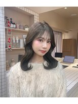 ケシキ 表参道 原宿(kesiki.)&nbsp;くびれヘア/ミディアム/顔周りレイヤー/オリーブカラー