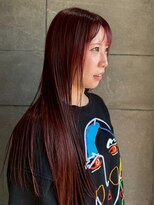 ディスコネクト(DISCO-N-NECT) ブリーチカラー ハイトーン カシスレッド ストレート 縮毛矯正