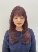 ワインレッド/ボルドー/ロングレイヤー/小顔レイヤー
