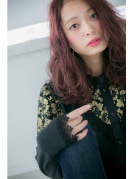 ジャストヘア ラポール 北久里浜店(just hair RAPPOR) 暖色カラー ワインレッド 無造作ウェーブスタイル