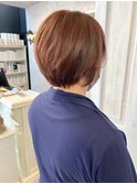 福山市美容室Caary人気 ピンクブラウンカラー丸みショート