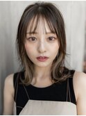大人かわいい前髪セシルカットココアブラウンフリンジウェーブ