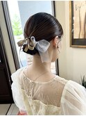お呼ばれタイトリボンアレンジ .*。