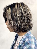 フィフスパーク(fifth PARK) 渋谷メンズハイライトカラー緩めスパイラルパーマメッシュカラー