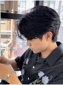 フェザーパーマ　センターパート