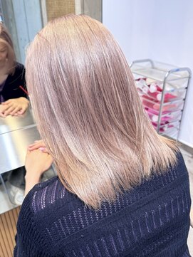 サンク 原宿 表参道(cinq) ダブルカラーハイトーンカラーピンクブラウンベージュカラー30代