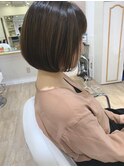 朝楽な肩上丸みボブ ハイライト クリアベージュ